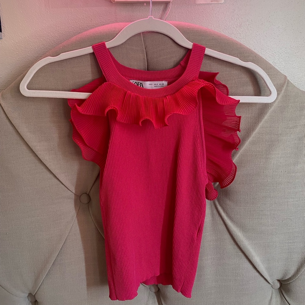 Zara pink ruffle tank